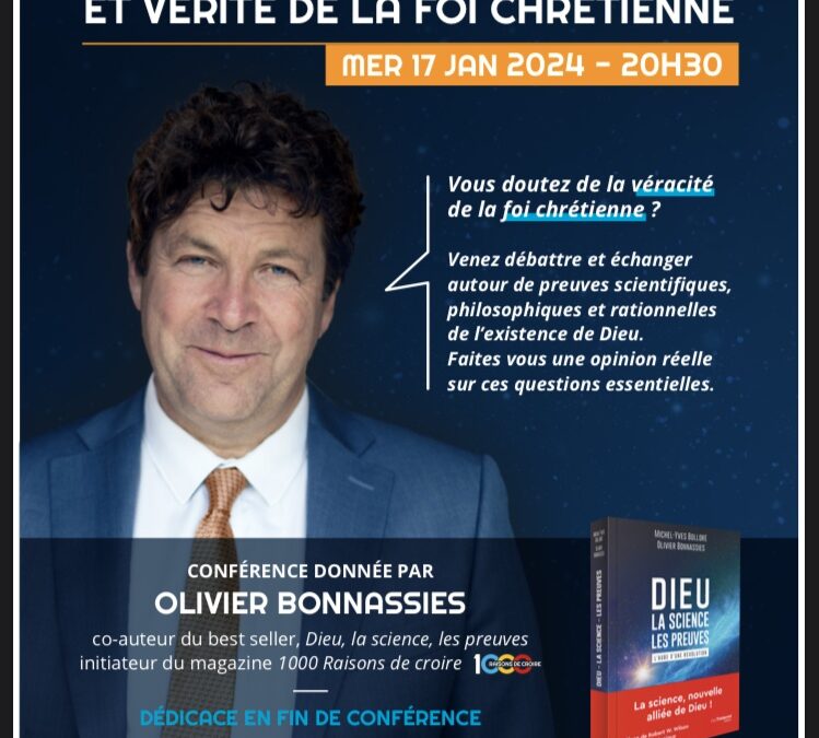 Invitation à la soirée : « Les preuves de l’existence de Dieu et la vérité de la foi chrétienne « 